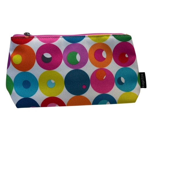 Clinique Kapitza Multicolor Canvas Pouch With Pink Zipper & Inner Lining - Picture 2 of 6